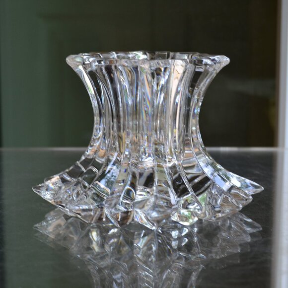 PartyLite Aurora Starburst Lead Crystal Pillar Candle Holder - Picture 1 of 7